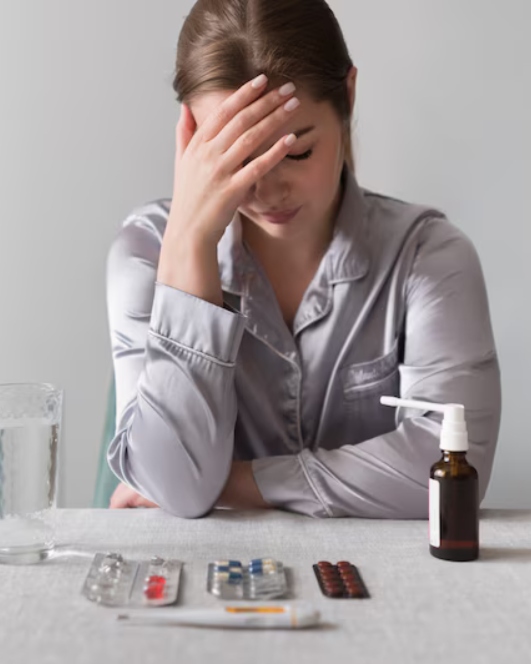 “Anxiety ke liye medicine lene ki zarurat par sochta hua vyakti, mental health awareness concept”
