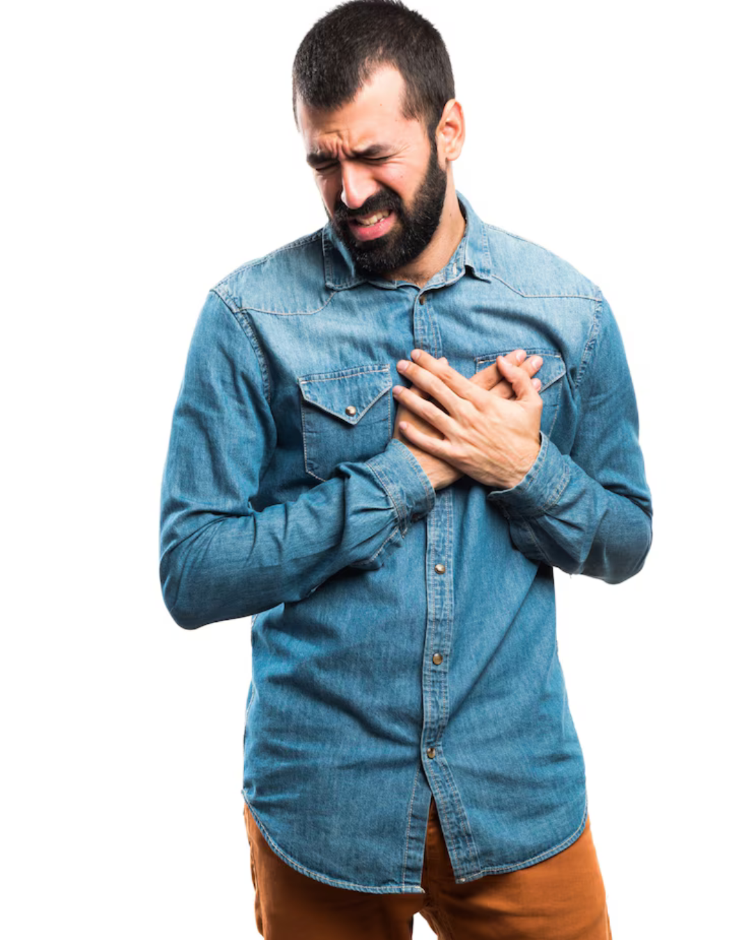 Man placing hand on chest, symbolizing heart awareness and anxiety connection